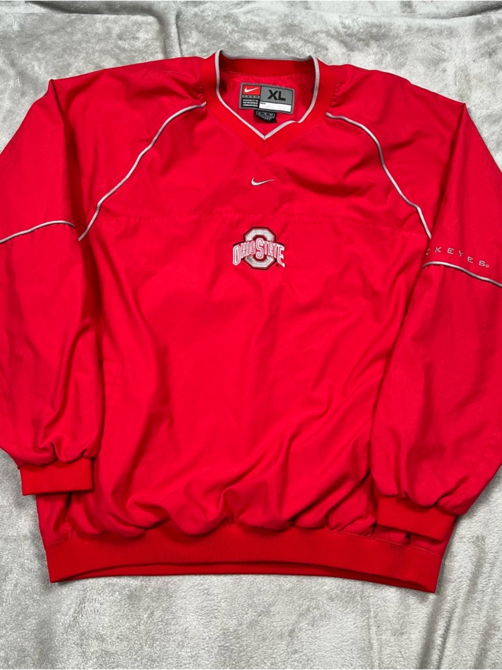 VTG Nike Ohio State Center Swoosh Windbreaker Mens XL Pullover Buckeyes Red Y2K